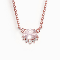 Aria Rose Quartz Necklace in 18k Rose Gold Vermeil - SJR London Timepiece