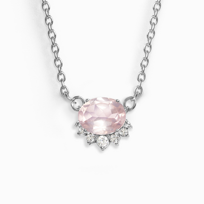 Aria Rose Quartz Necklace in Sterling Silver - SJR London Timepiece