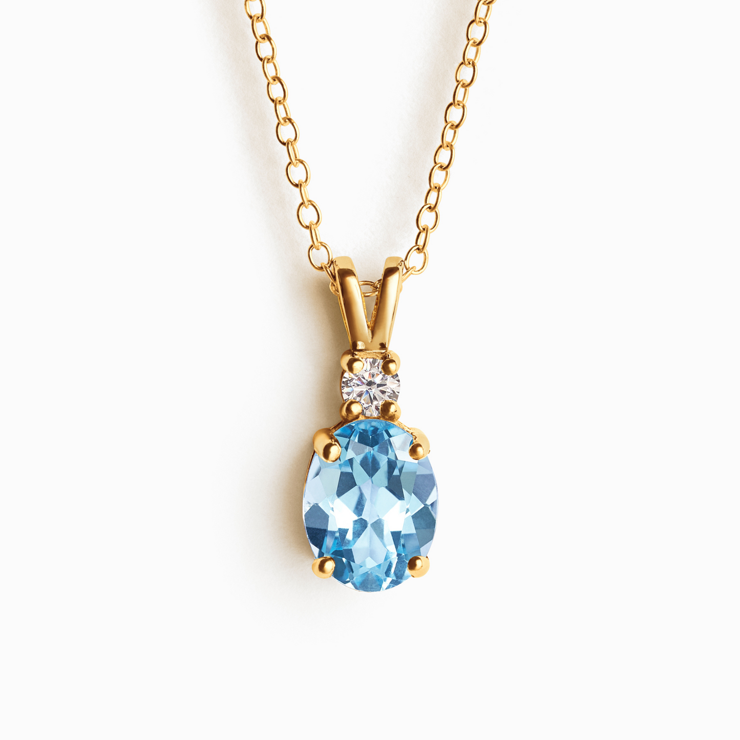 Blue Topaz Pendant Necklace in 18k Gold Vermeil - SJR London Timepiece