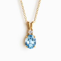 Blue Topaz Pendant Necklace in 18k Gold Vermeil - SJR London Timepiece