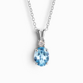 Collier Pendentif Topaze Bleue en Argent Sterling