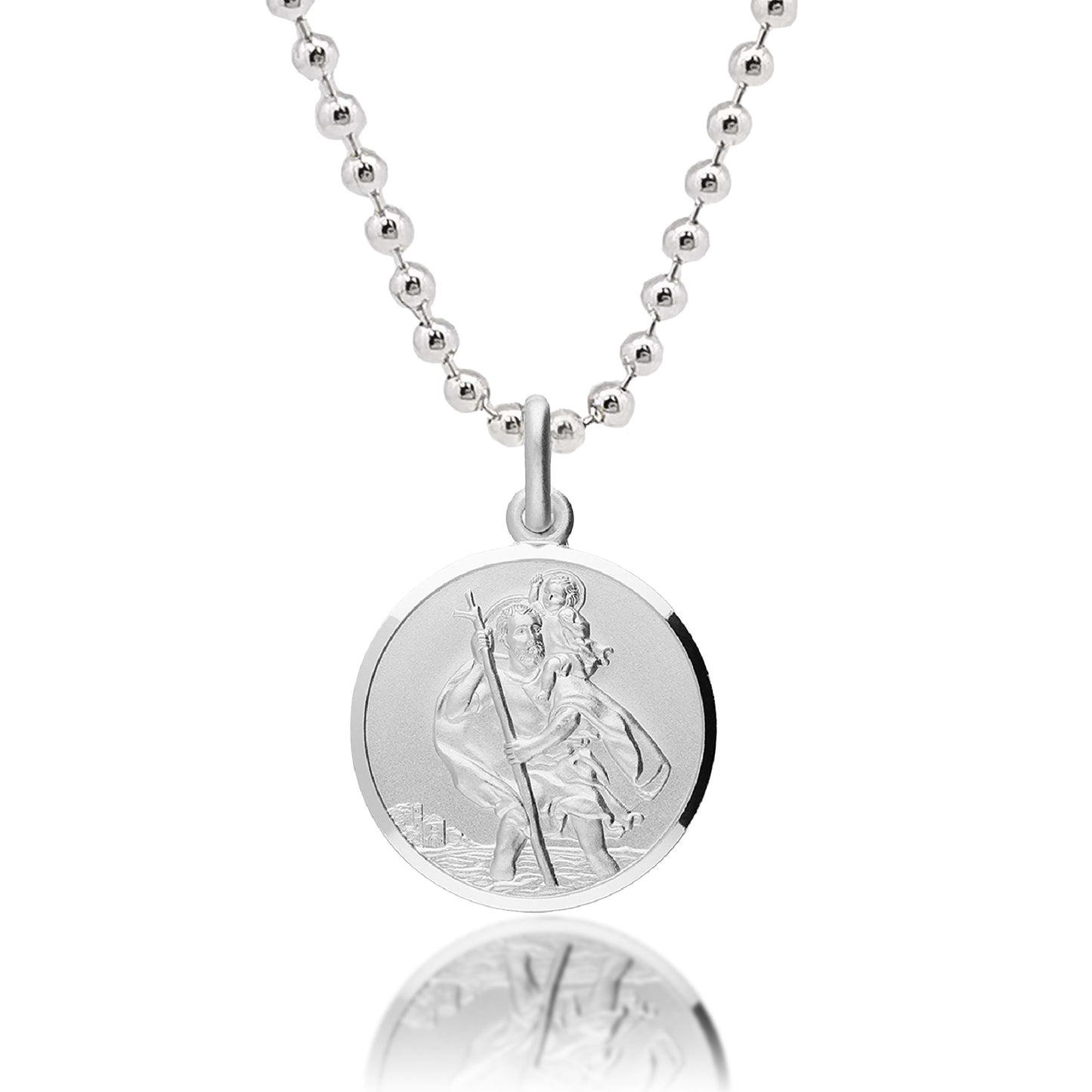 Classic St Christopher Necklace Sterling Silver 20mm
