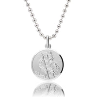 Classic St Christopher Necklace Sterling Silver 20mm