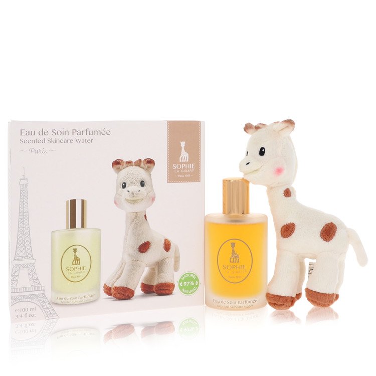 Sophie La Girafe Eau de Soin Parfumée Gift Set – 3.4 oz (100 ml) Alcohol-Free Scented Skincare Water + Sophie La Girafe Plush Toy for Women