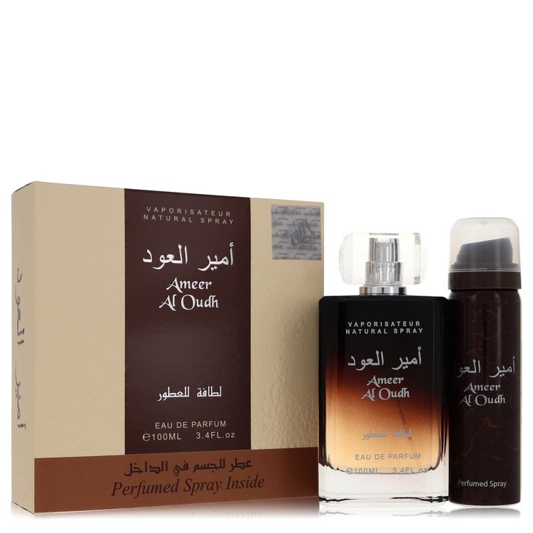 Lattafa Ameer Al Oudh Gift Set - 3.4 oz (100 ml) Eau De Parfum + 1.7 oz (50 ml) Spray