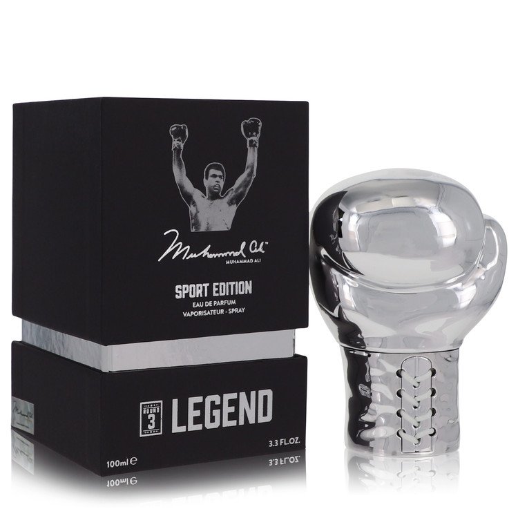 Black round fragrance bottle with gold label and sporty design for men by The Fragrance Avenue