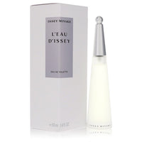 Blue glass bottle of Issey Miyake L'Eau D'Issey Eau De Toilette Spray 1.6 oz / 50 ml for Women by The Fragrance Avenue