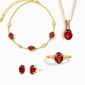 Parure complète - Parure de bijoux en grenat en vermeil 18 carats