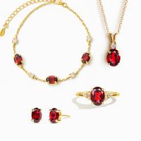 Complete Set - Garnet Jewellery Set in 18k Gold Vermeil - SJR London Timepiece
