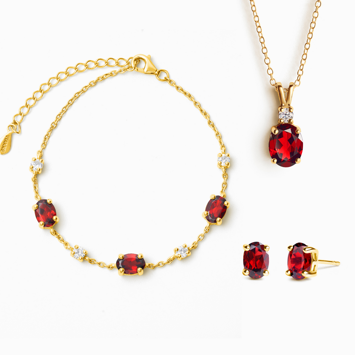 Parure essentielle de grenat en vermeil d'or 18 carats