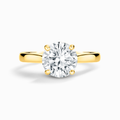 Bague de Fiançailles Solitaire Ronde en Moissanite 2 carats en Vermeil d'Or 18 carats