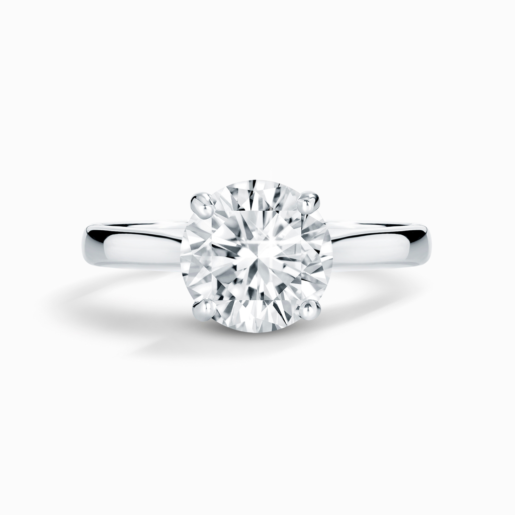 Bague de fiançailles solitaire moissanite ronde 2 carats en argent sterling
