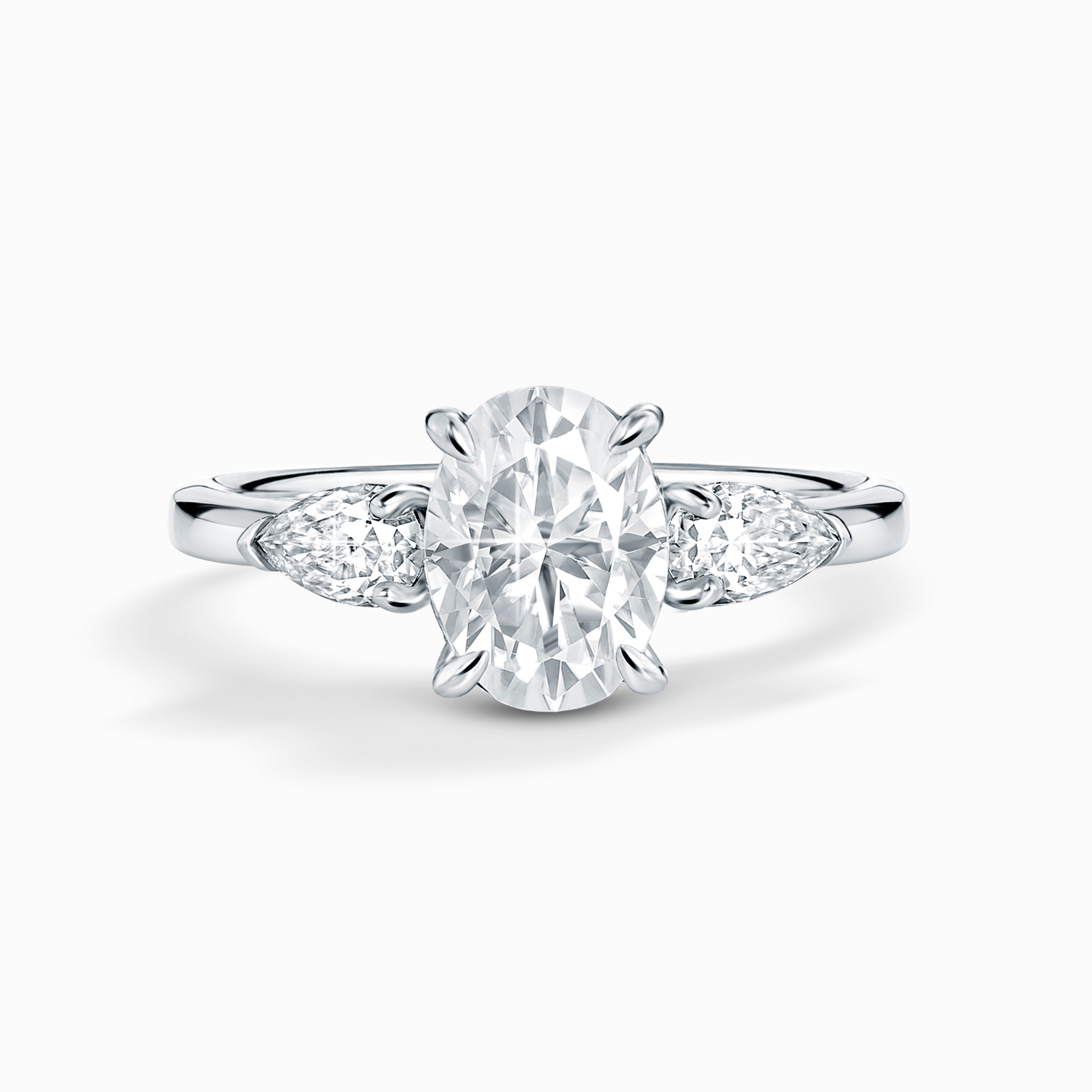 Bague de fiançailles en argent sterling avec moissanite ovale de 2 carats et trois pierres