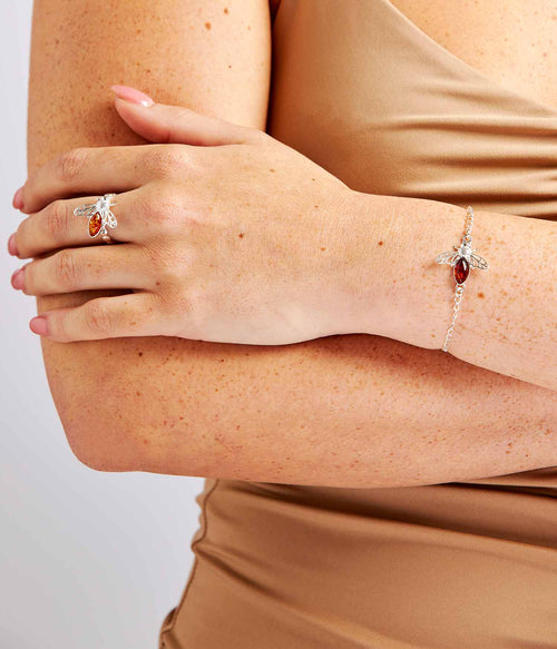 Bracelet en ambre et abeille