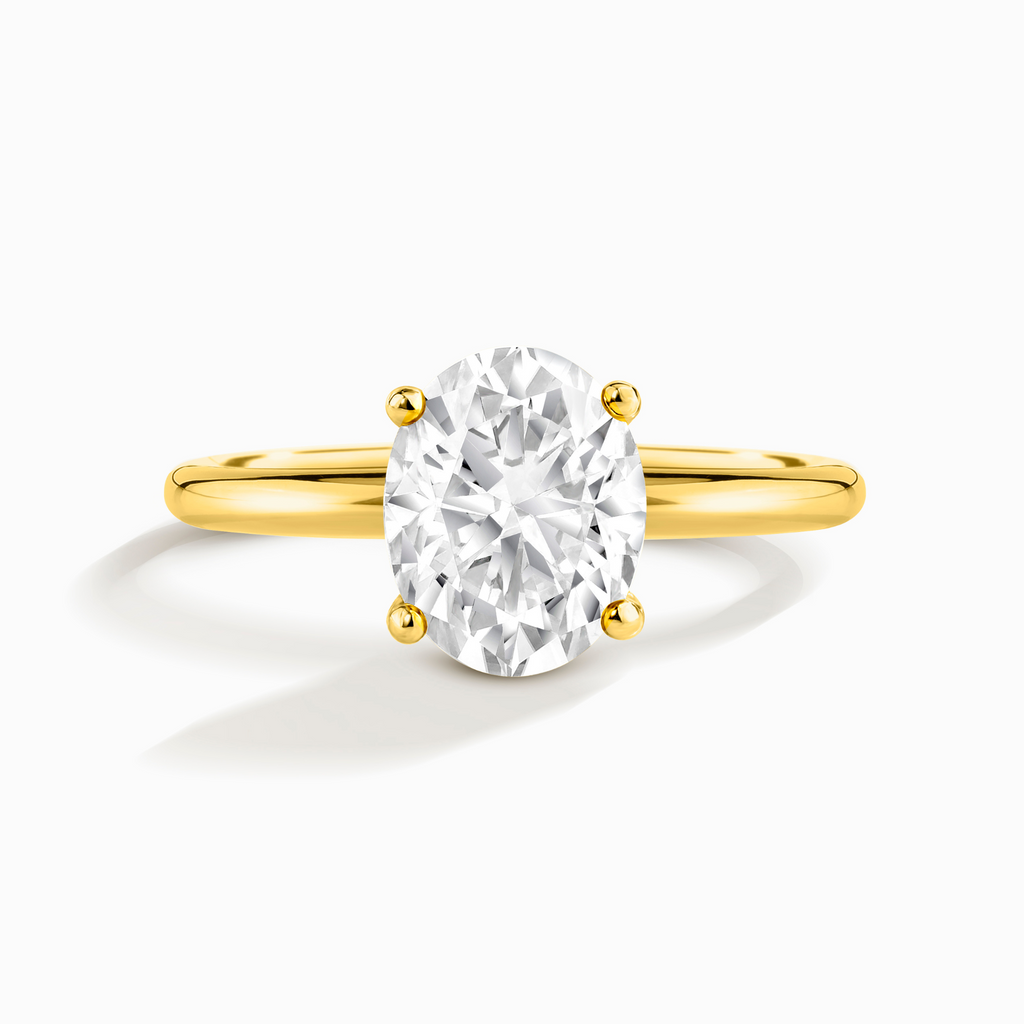 Bague de fiançailles solitaire ovale en moissanite de 2 carats en vermeil d'or 18 carats