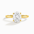 Bague de fiançailles solitaire ovale en moissanite de 2 carats en vermeil d'or 18 carats