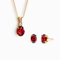 Mini Set 1 - Garnet Jewellery Set in 18k Gold Vermeil - SJR London Timepiece