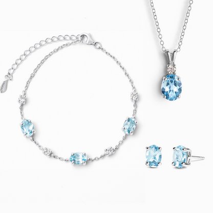 Essential Blue Topaz Jewellery Set in Sterling Silver - SJR London Timepiece
