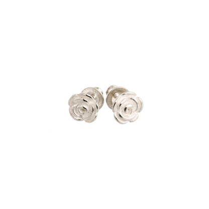 Rose Flower Silver Stud Earrings