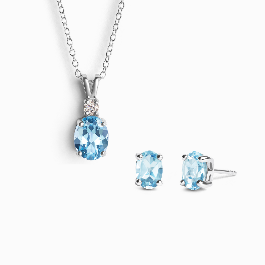 Mini-coffret 1 - Parure en topaze bleue en argent sterling