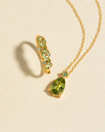 Emerald & Peridot Pear Cut Half Eternity Band in 18k Gold Vermeil - SJR London Timepiece