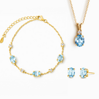 Essential Blue Topaz Jewellery Set in 18k Gold Vermeil - SJR London Timepiece