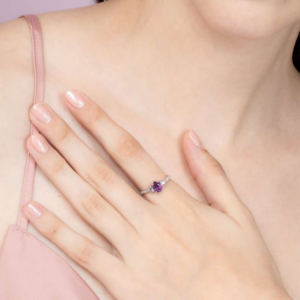 Bague en argent sterling améthyste et améthyste lavande