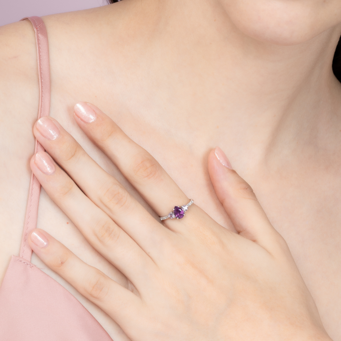 Amethyst and Lavender Amethyst Ring in Sterling Silver - SJR London Timepiece