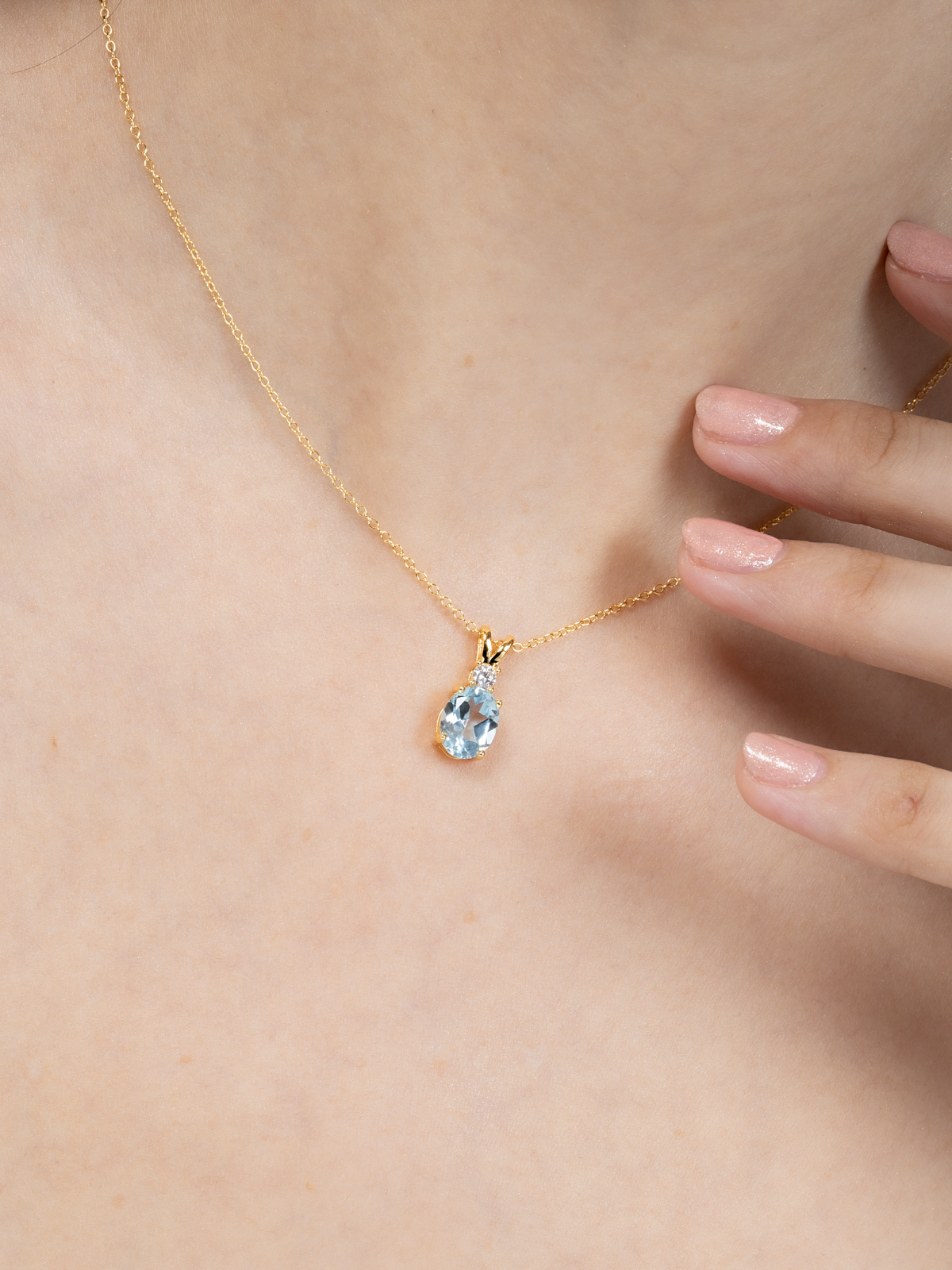Blue Topaz Pendant Necklace in 18k Gold Vermeil - SJR London Timepiece