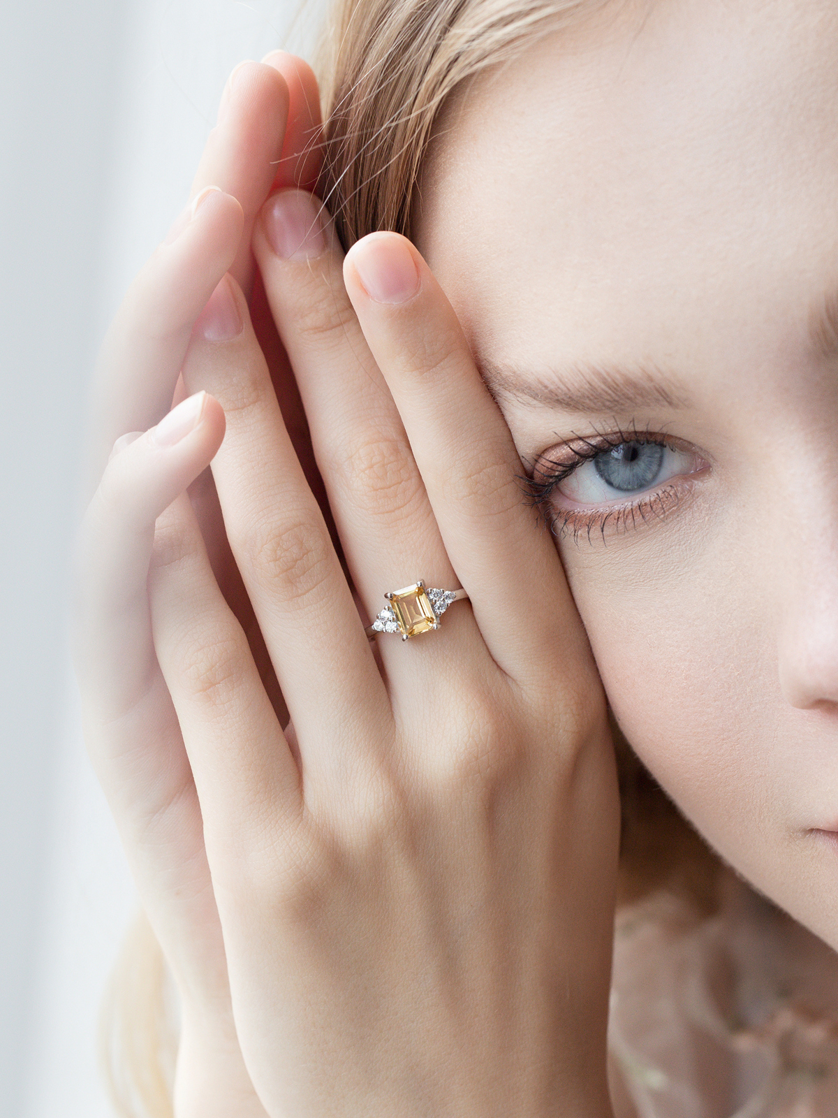 Citrine Emerald Cut Ring in Sterling Silver - SJR London Timepiece