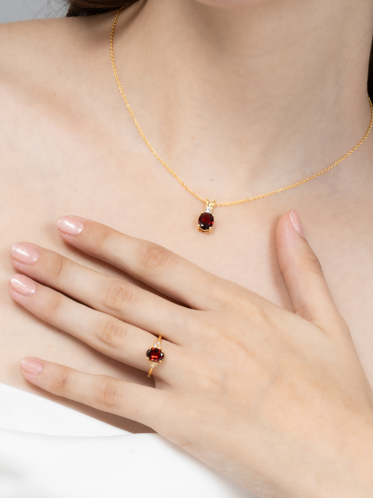 Garnet Pendant Necklace in 18k Gold Vermeil - SJR London Timepiece