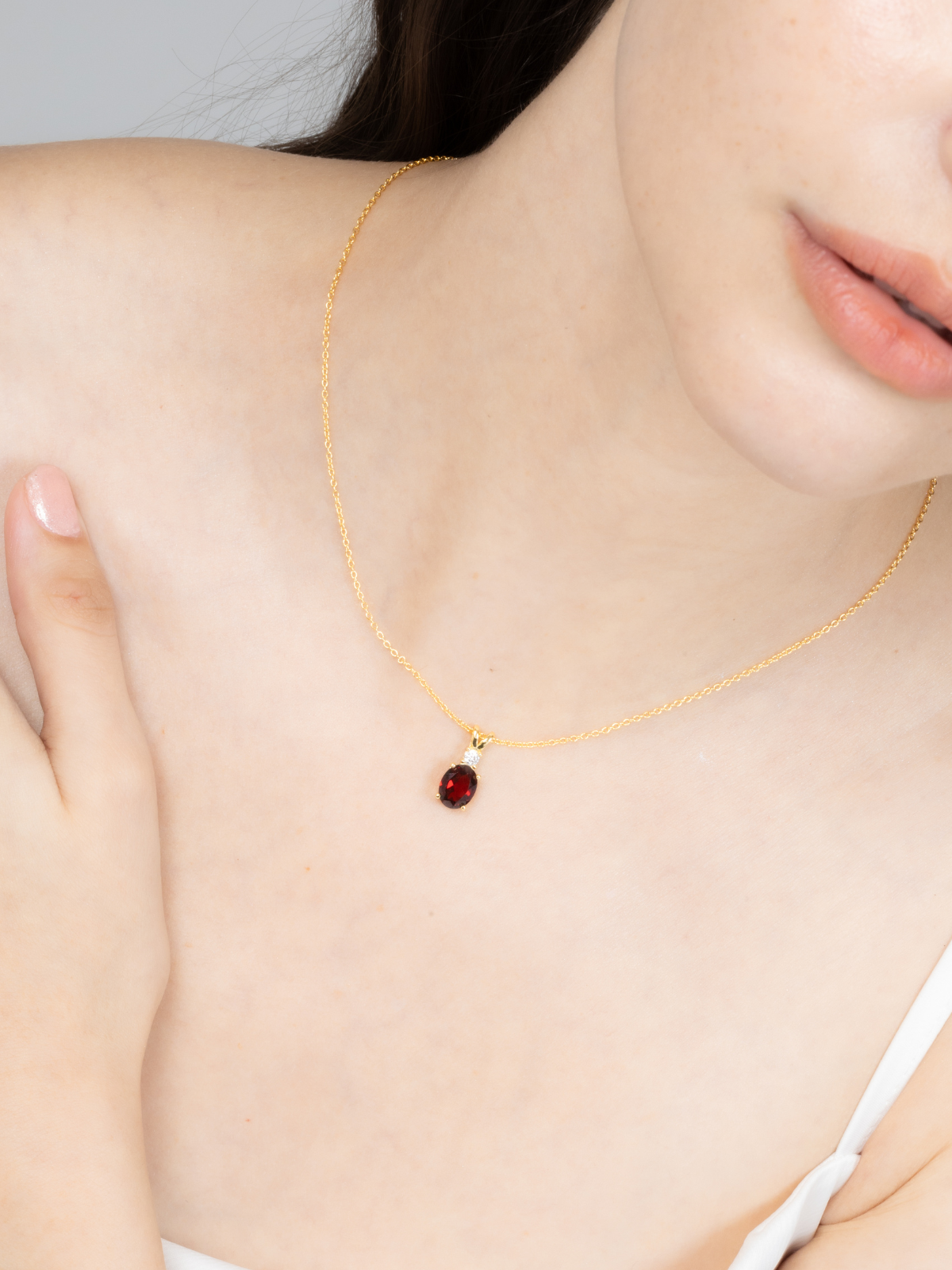 Garnet Pendant Necklace in 18k Gold Vermeil - SJR London Timepiece