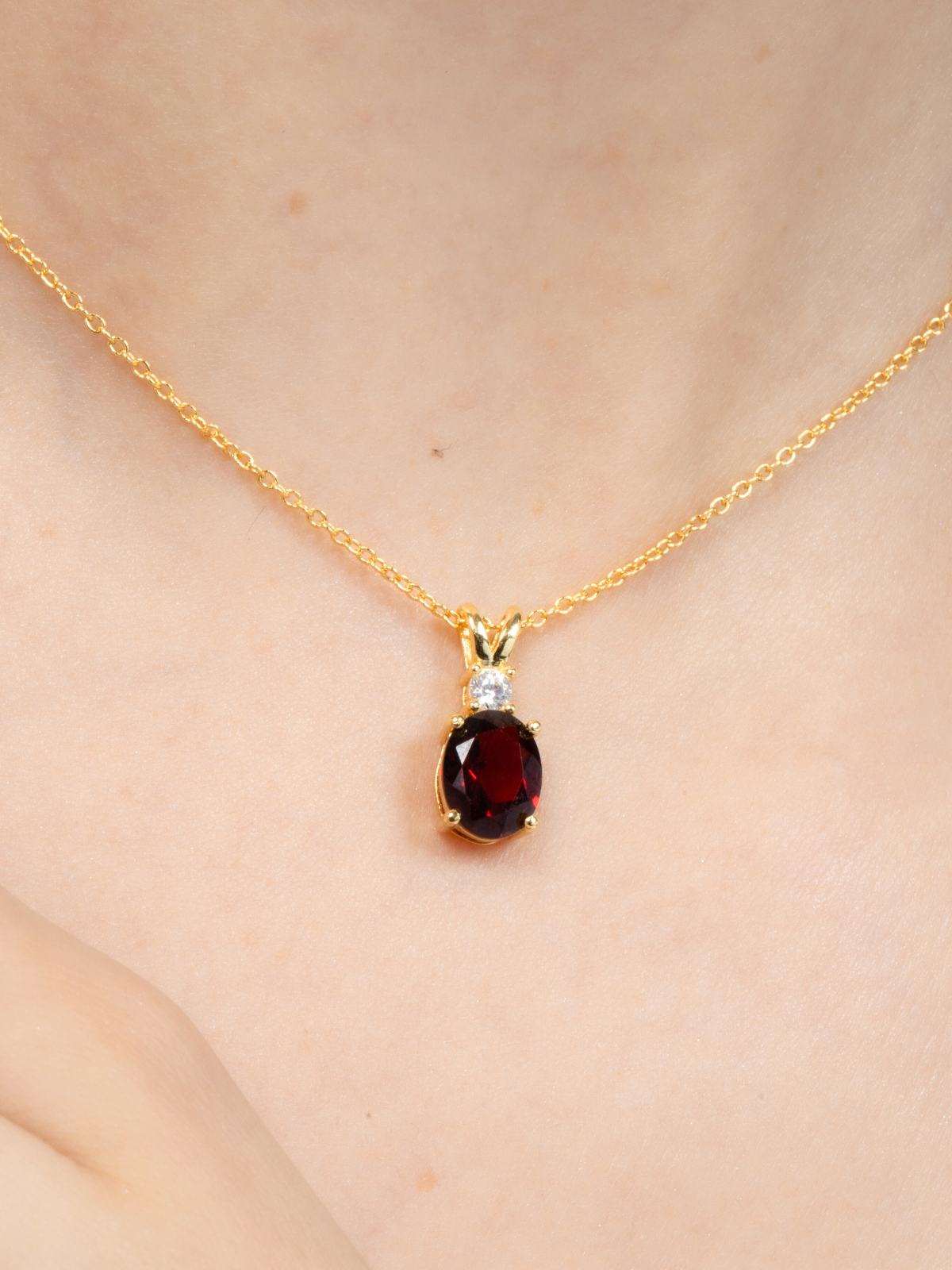 Garnet Pendant Necklace in 18k Gold Vermeil - SJR London Timepiece