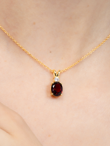 Garnet Pendant Necklace in 18k Gold Vermeil - SJR London Timepiece