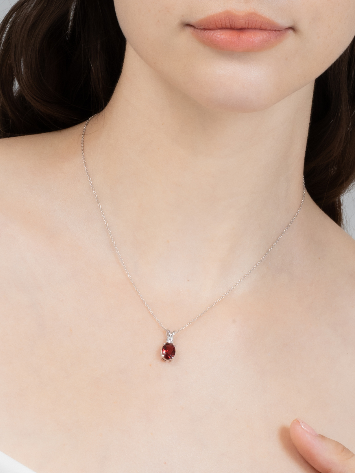 Garnet Pendant Necklace in Sterling Silver - SJR London Timepiece