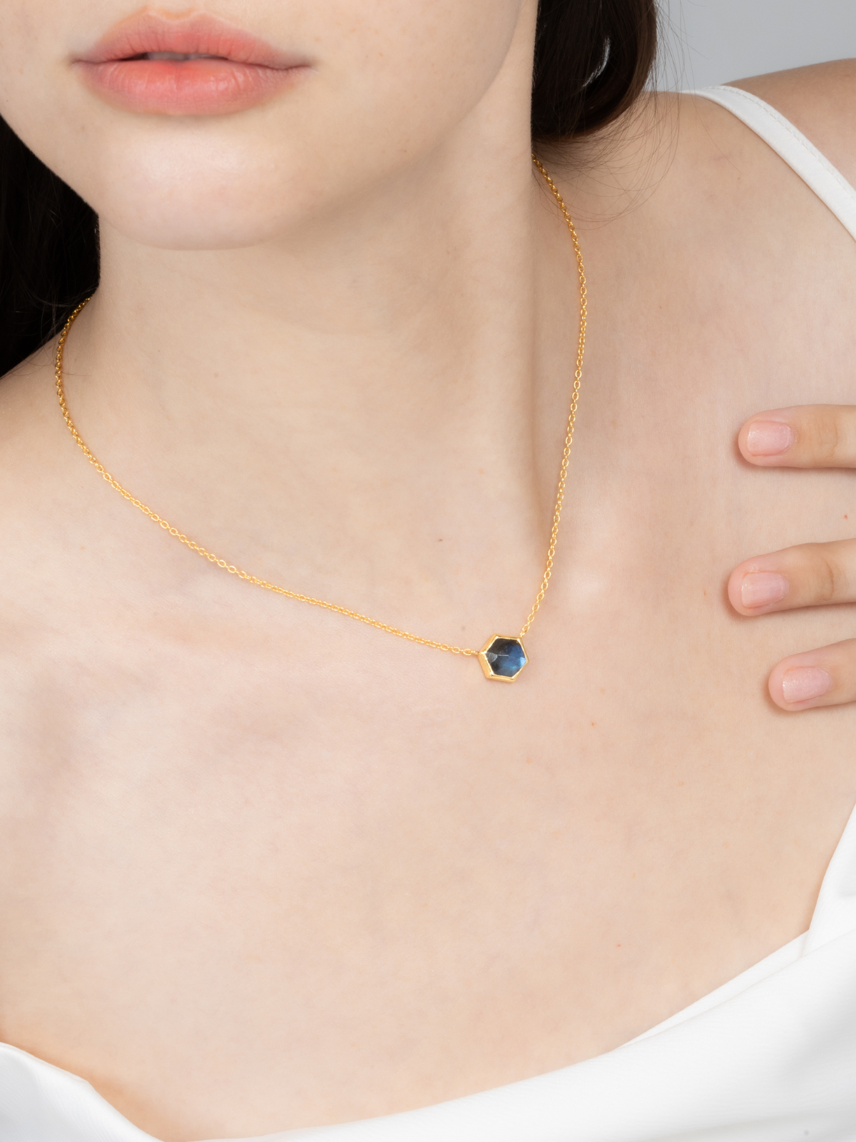 Labradorite Necklace in 18k Gold Vermeil - SJR London Timepiece