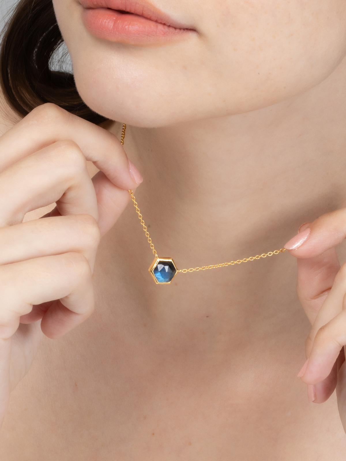 Labradorite Necklace in 18k Gold Vermeil - SJR London Timepiece