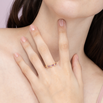 Lavender Amethyst Emerald Cut Eternity Ring in 18k Gold Vermeil - SJR London Timepiece