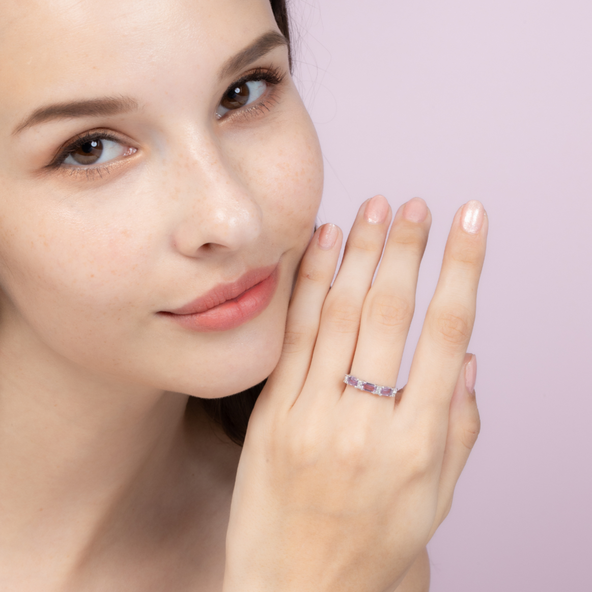 Lavender Amethyst Emerald Cut Eternity Ring in Sterling Silver - SJR London Timepiece