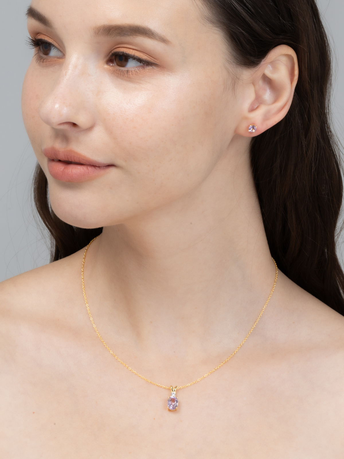 Lavender Amethyst Pendant Necklace in 18k Gold Vermeil - SJR London Timepiece