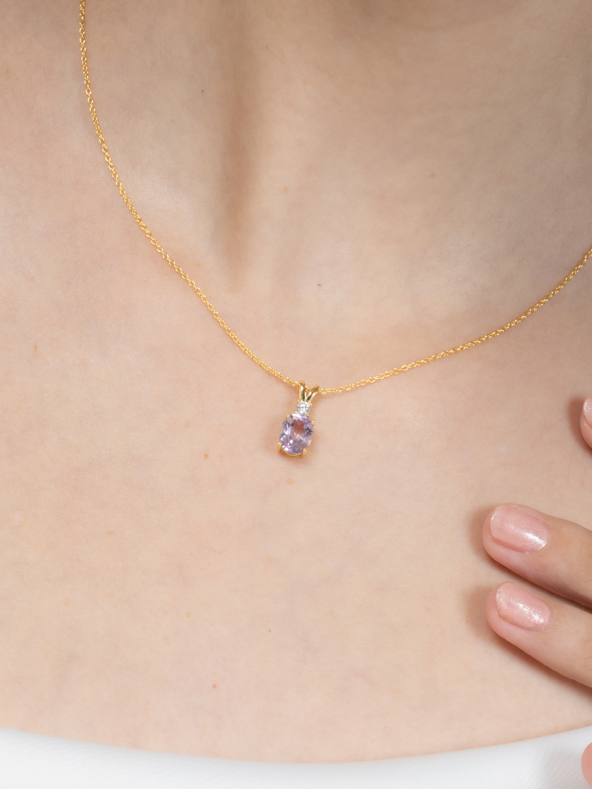 Lavender Amethyst Pendant Necklace in 18k Gold Vermeil - SJR London Timepiece