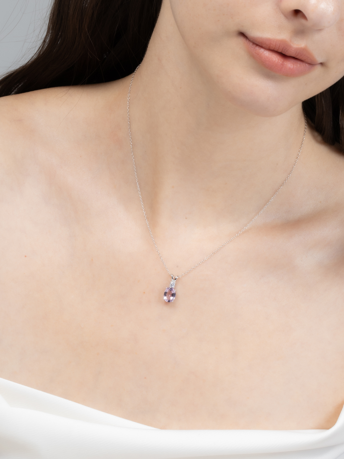 Lavender Amethyst Pendant Necklace in Sterling Silver - SJR London Timepiece
