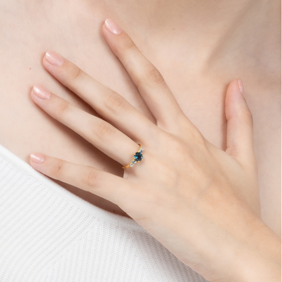 Ombre Blue Topaz Five Stone Ring in 18k Gold Vermeil - SJR London Timepiece
