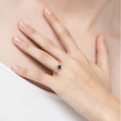 Ombre Blue Topaz Five Stone Ring in 18k Gold Vermeil - SJR London Timepiece
