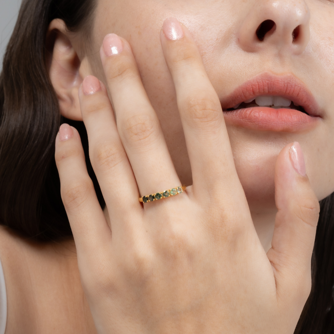 Ombre Green Tourmaline Eternity Band in 18k Gold Vermeil - SJR London Timepiece