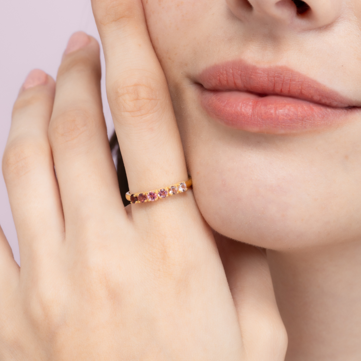 Ombre Pink Tourmaline Eternity Band in 18k Gold Vermeil - SJR London Timepiece