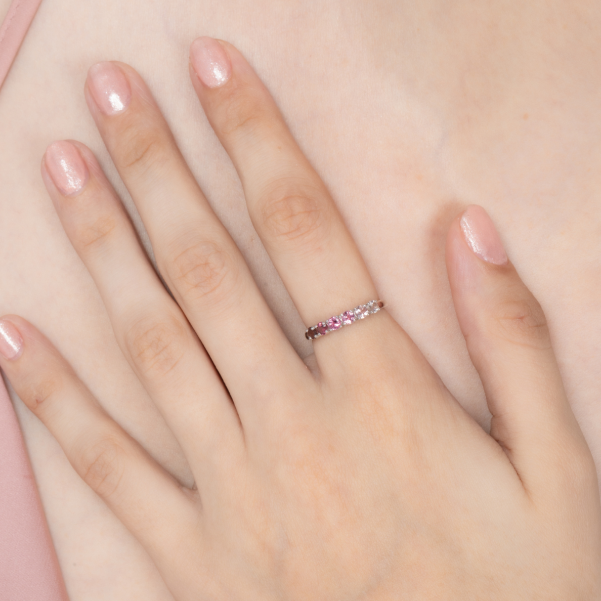 Ombre Pink Tourmaline Eternity Band in Sterling Silver - SJR London Timepiece
