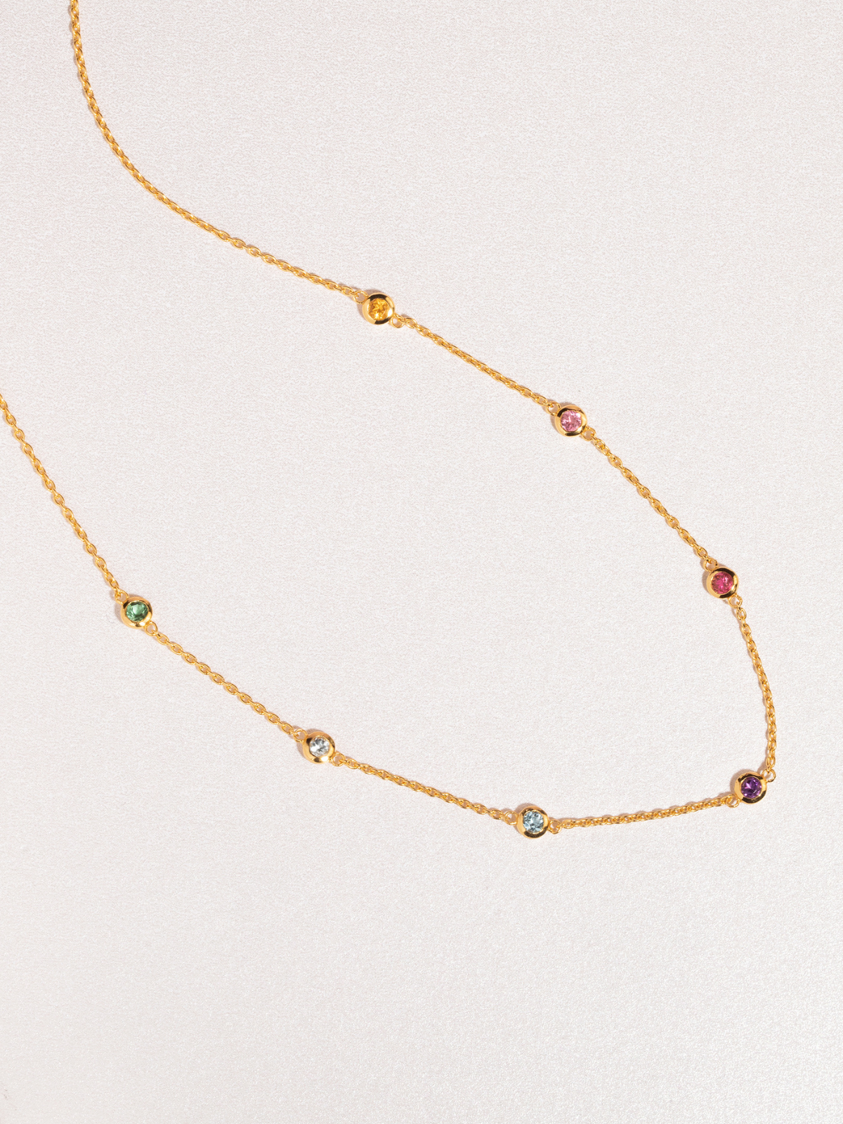 Rainbow Gemstone Necklace in 18k Gold Vermeil - SJR London Timepiece