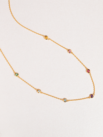 Rainbow Gemstone Necklace in 18k Gold Vermeil - SJR London Timepiece