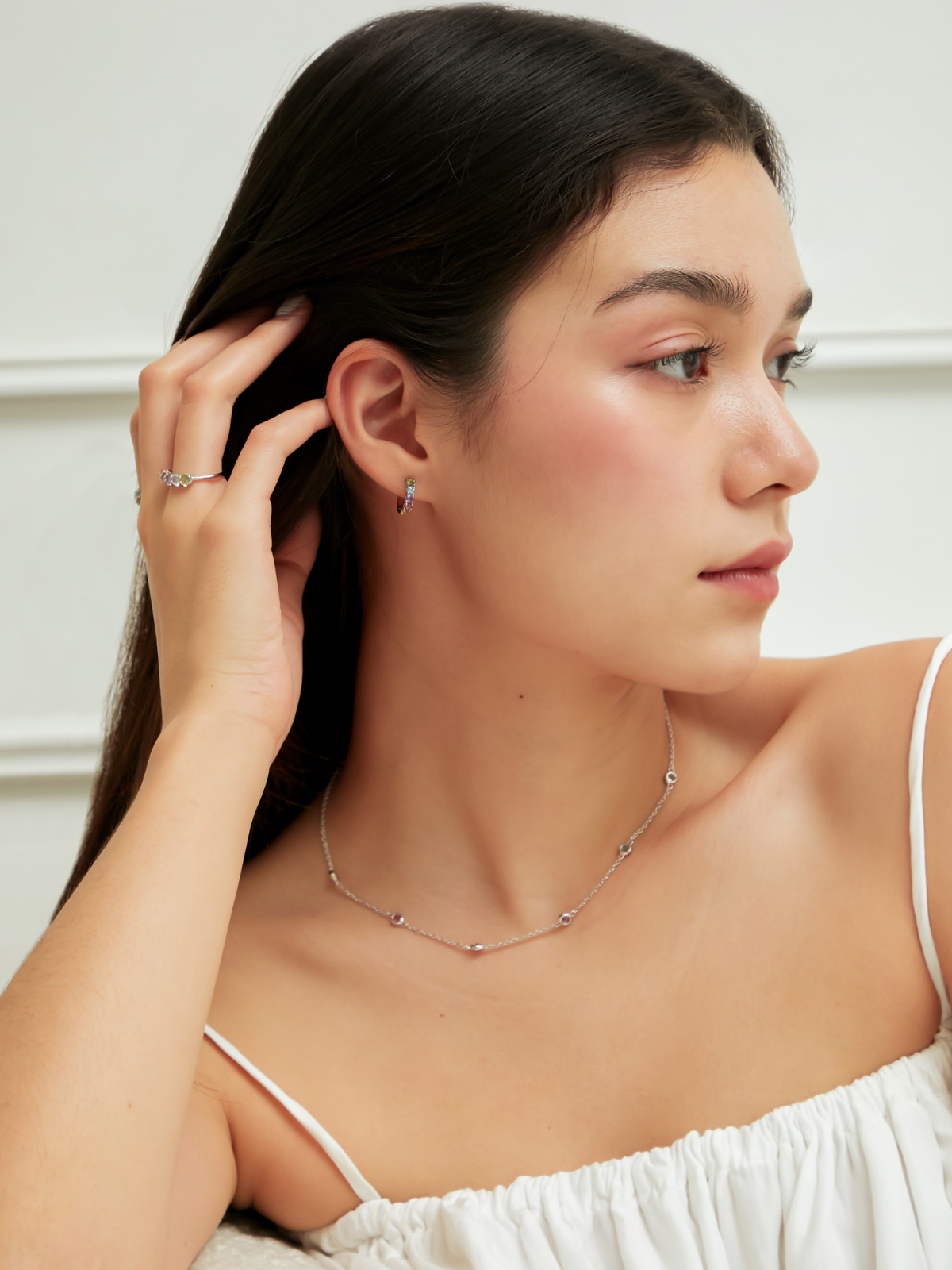 Rainbow Gemstone Necklace in 18k Gold Vermeil - SJR London Timepiece